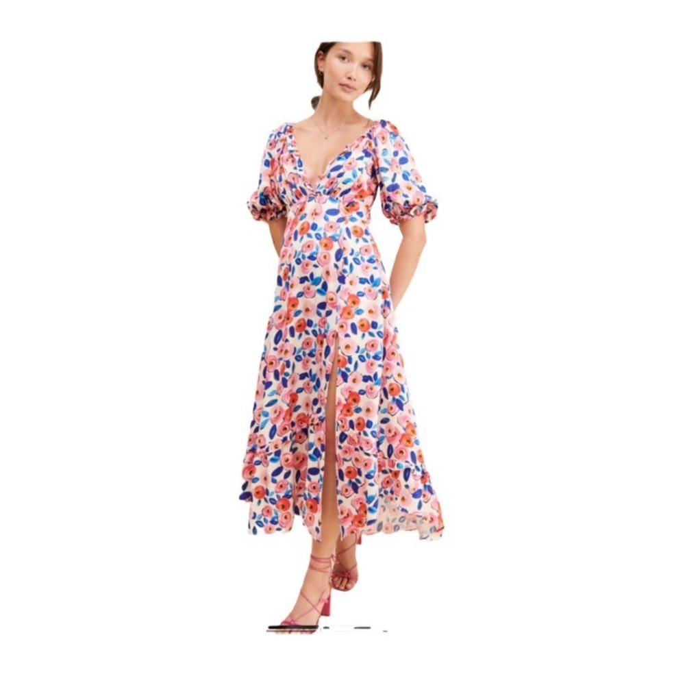 For Love And Lemons Gianna Floral Midi Dress Small